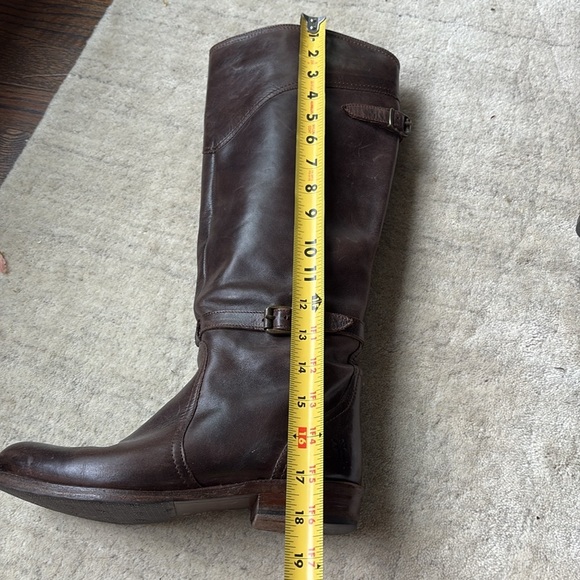 Frye Dorado Tall Brown Buckle Riding Boots - Picture 7 of 16